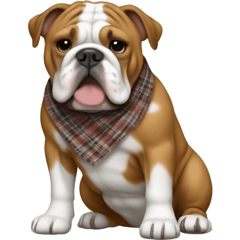 Brown English bulldog with plaid bandana emoji