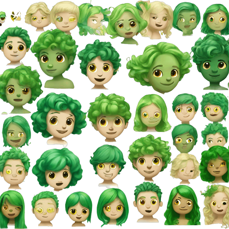 Boy Green Fairy, white skin, Green fairy wigs, Green hair emoji