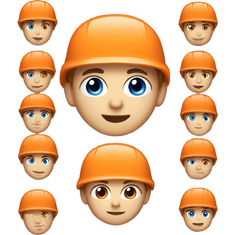 blue eyed boy in orange helmet emoji