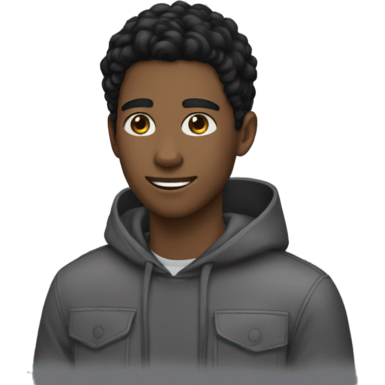 Curtend black hair teen white male emoji