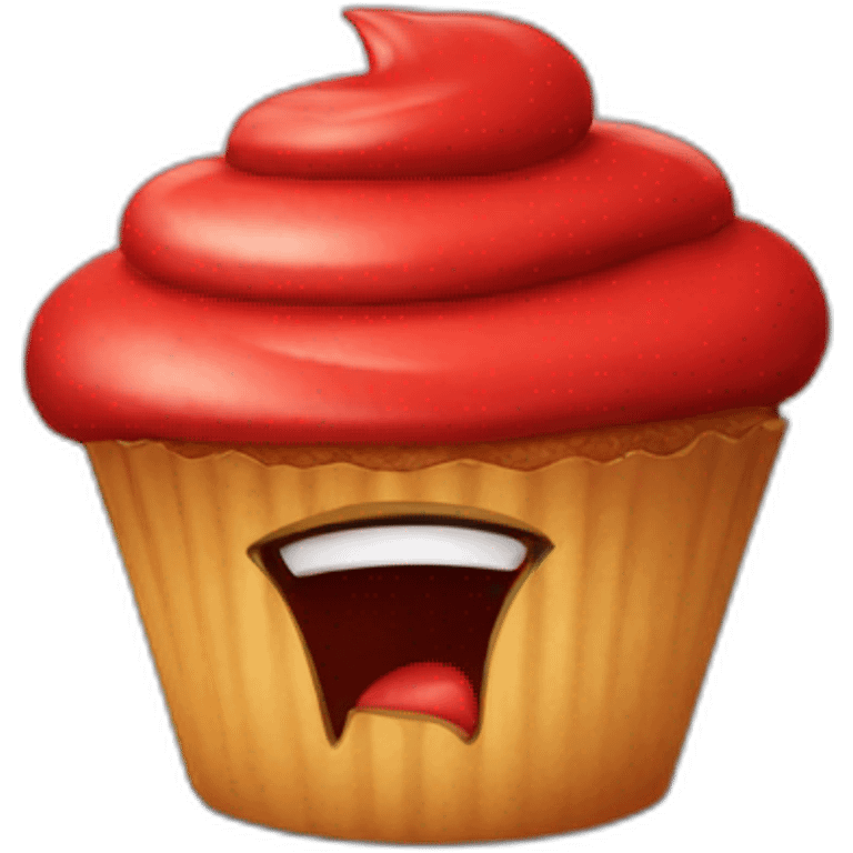 Angry red cupcake emoji