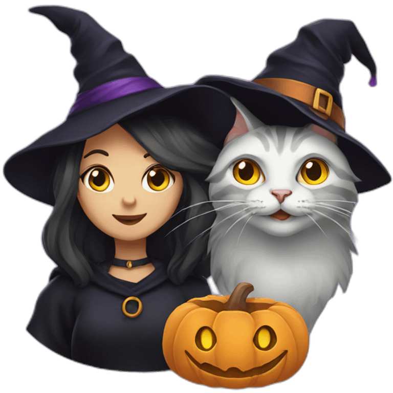 Cat and witch emoji