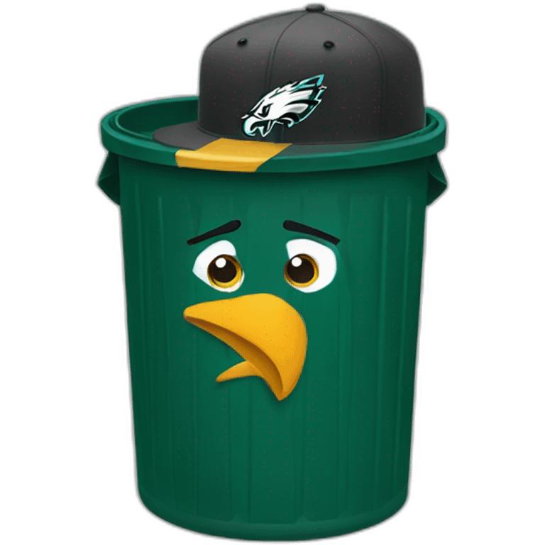 trash can wearing eagles hat and jersey emoji