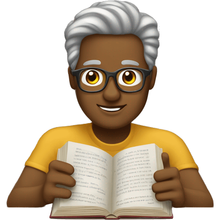 Étudiant de 40 ans en train de lire un livre emoji