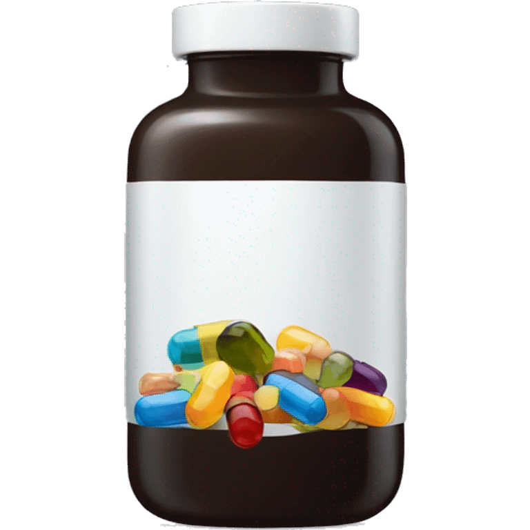 Dark glass bottle with supplements  emoji