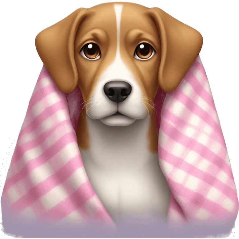 Dog with  pink and white blanket emoji