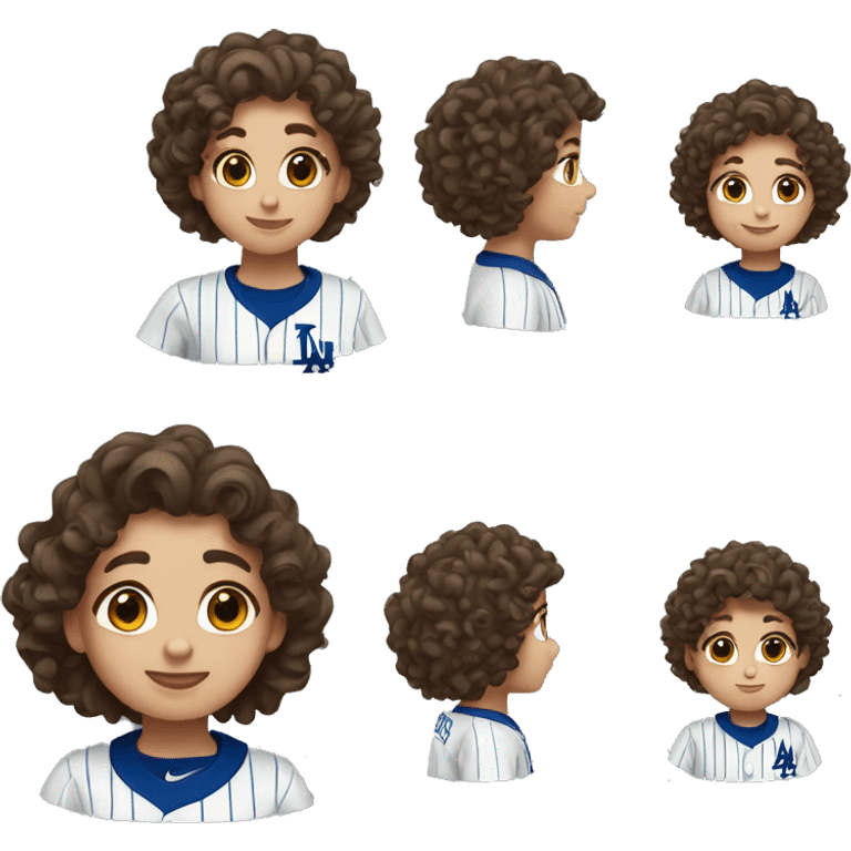 Curly brown hair, Dodgers fan, mom emoji