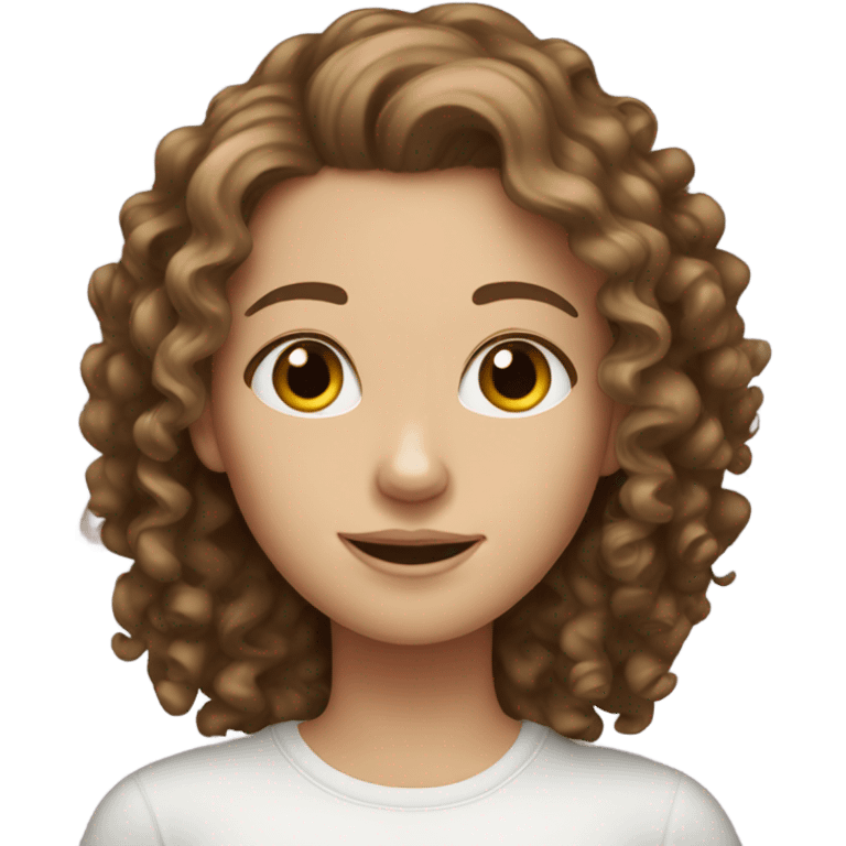 Curly brown haired white girl emoji