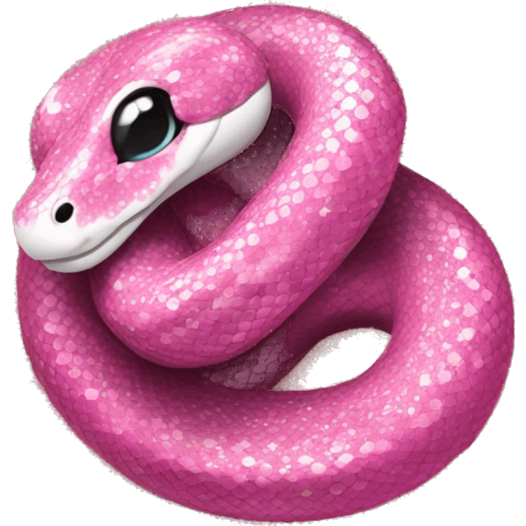 Pink glitter snake emoji