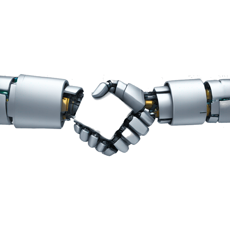 handshake with robot emoji