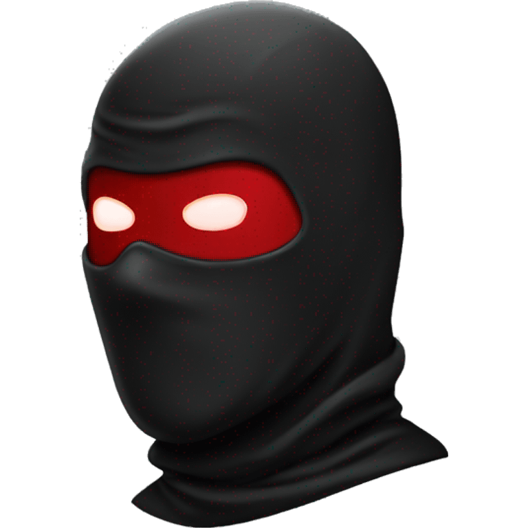 white superhero with balaclava, everything black, with red glowing laser eyes emoji