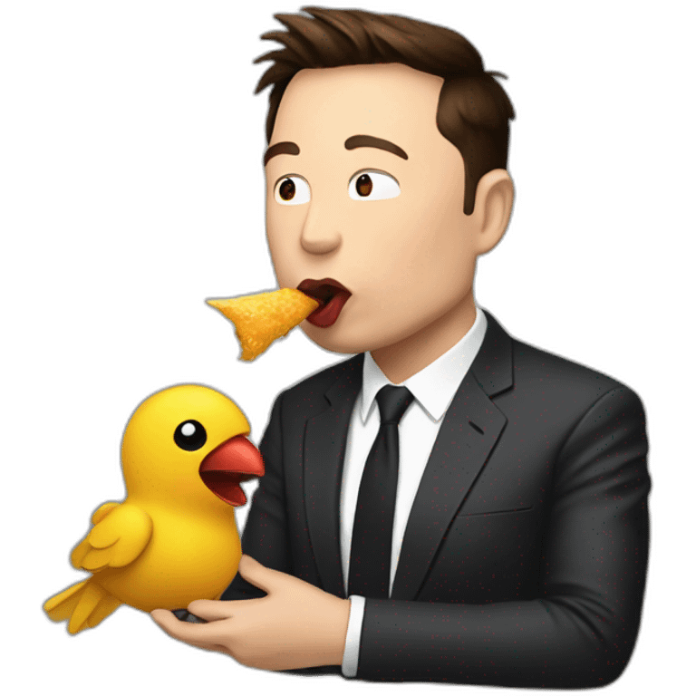 Elon musk eating a twitter bird emoji