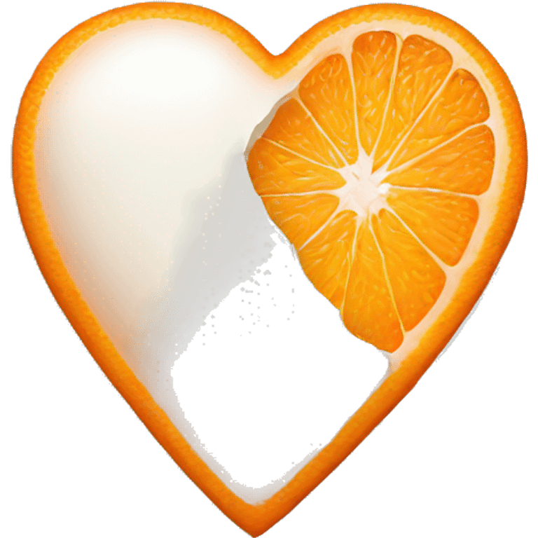 half orange half white heart emoji