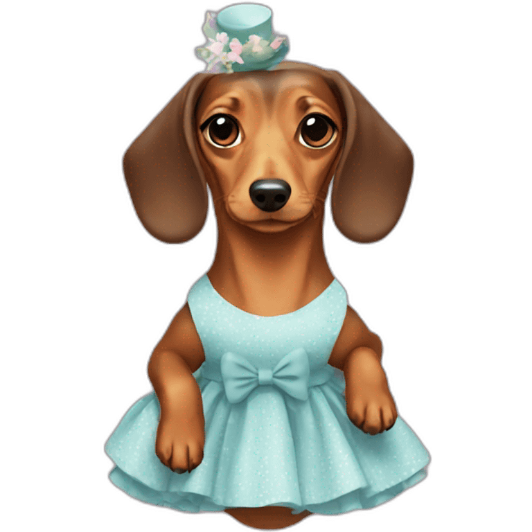 Lady Dachshund whith cute dress emoji