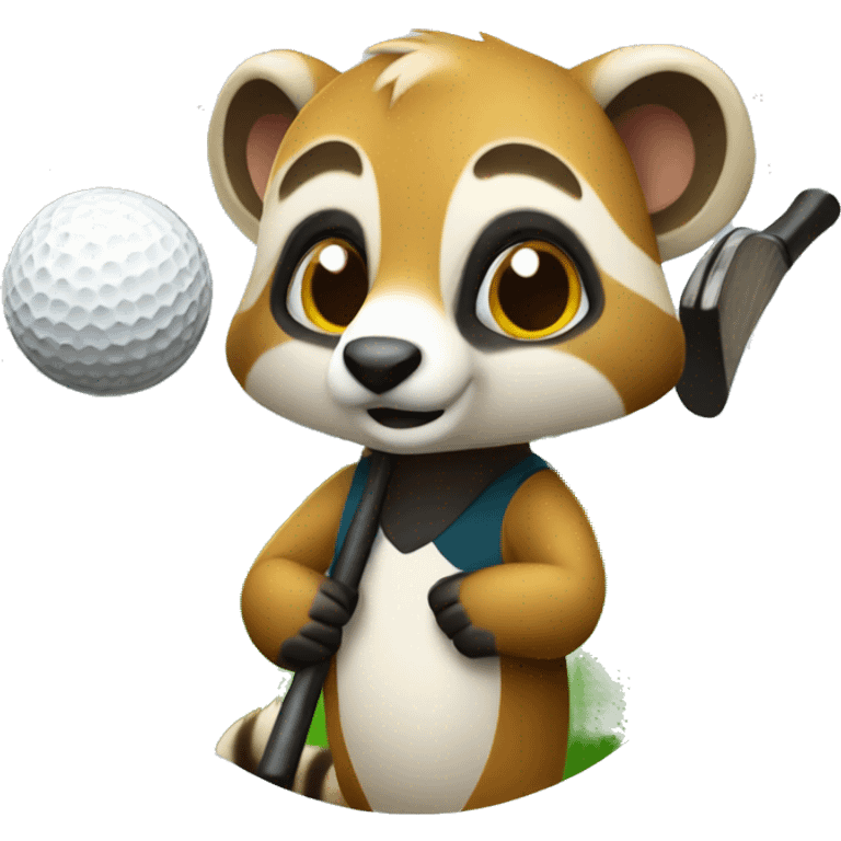 coati with golf club emoji