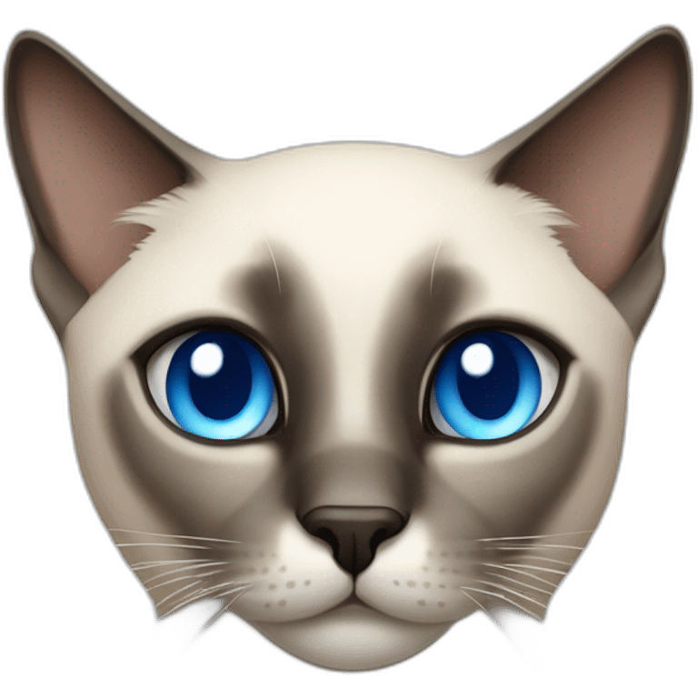 Siamese cat, blue eyes, a white spot on the muzzle slightly elongated to the forehead emoji