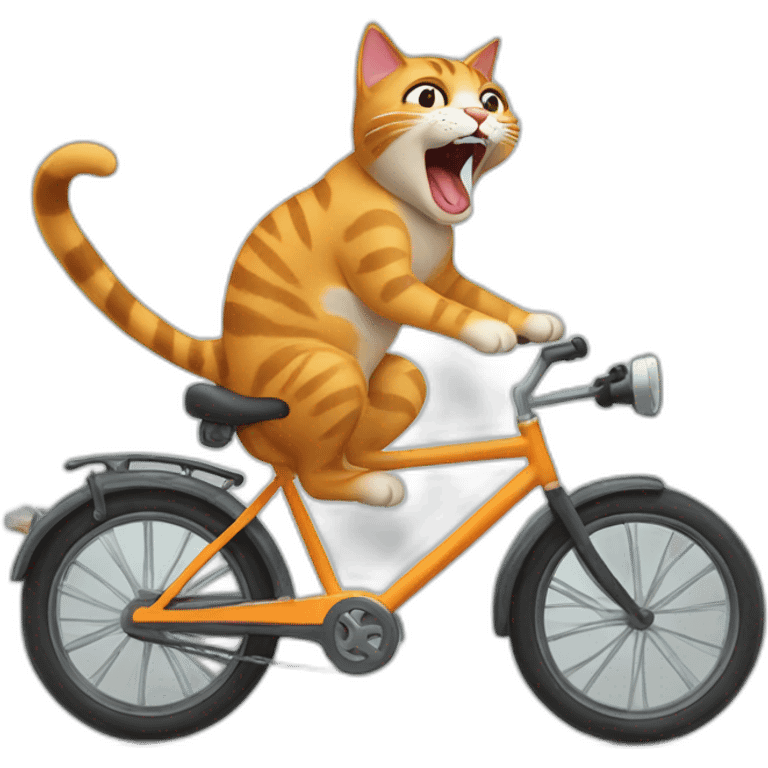 Cat on a bike yawning emoji