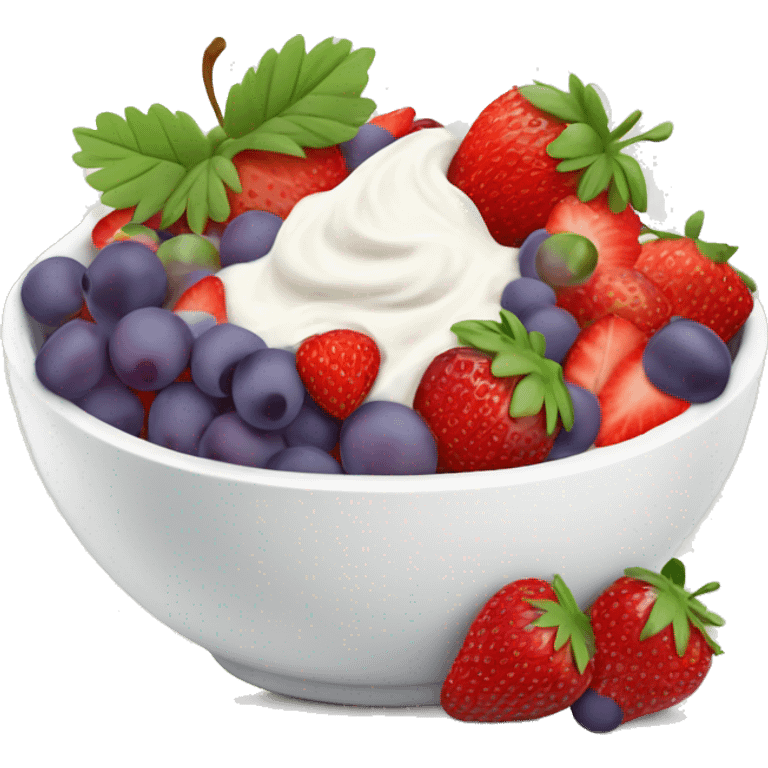 fruit yogurt bowl with strawberries and grapes emoji