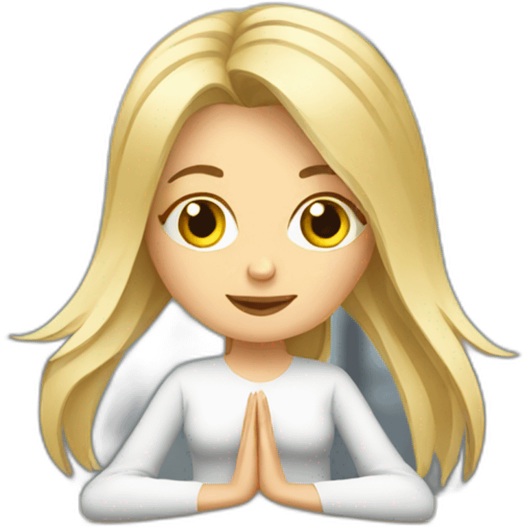 blond data analyst woman doing yoga emoji