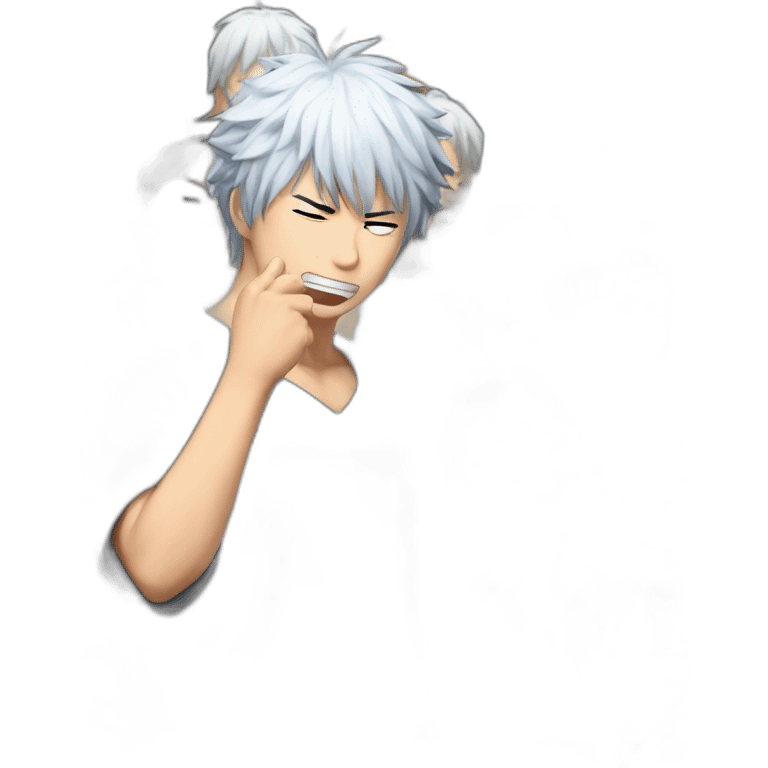 Gintoki picking his noise with litle finger emoji