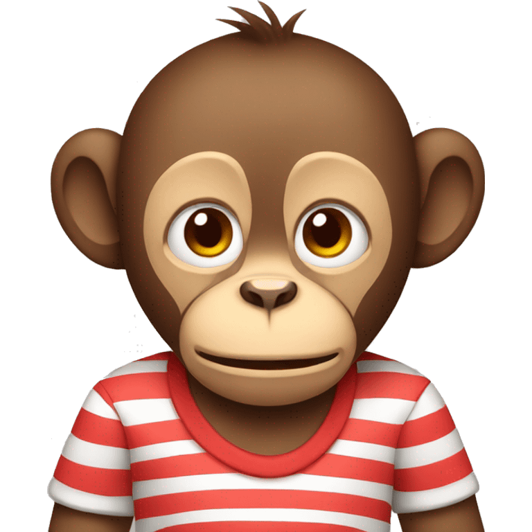 crying monkey wearing a striped red and white shirt with vertical lines emoji