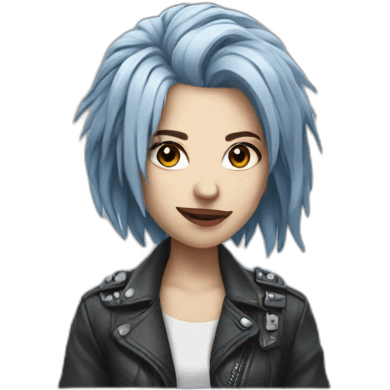 Blue Gray hair punk girl emoji