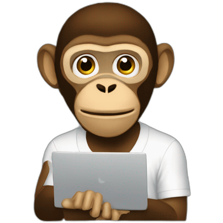 Moneky using pc for editing emoji