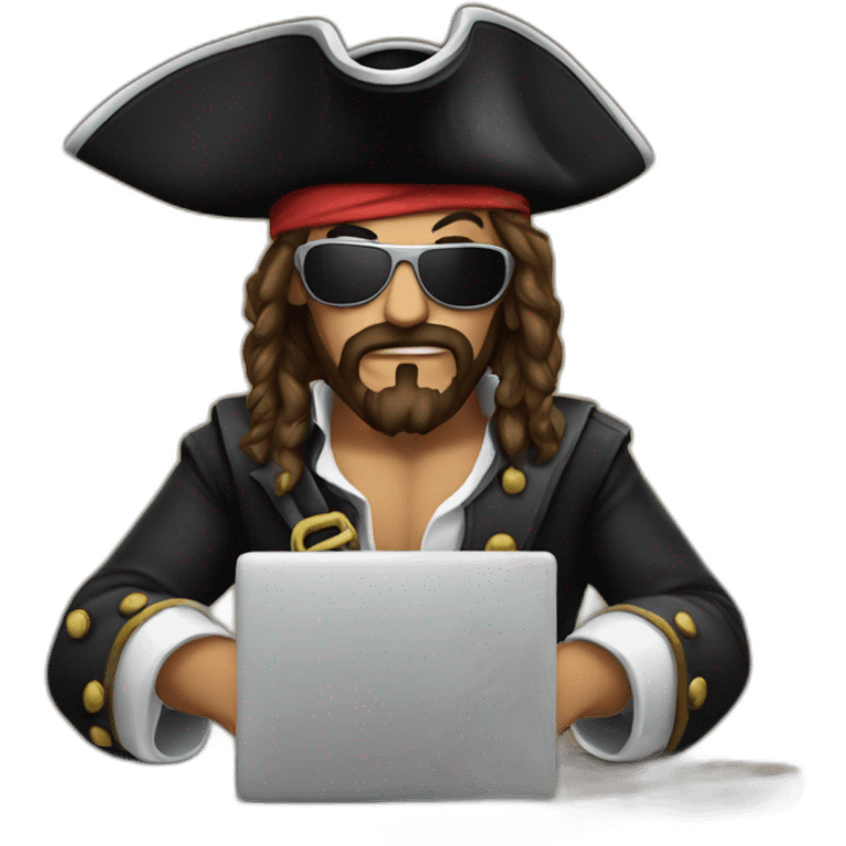 pirate progamming on laptop emoji