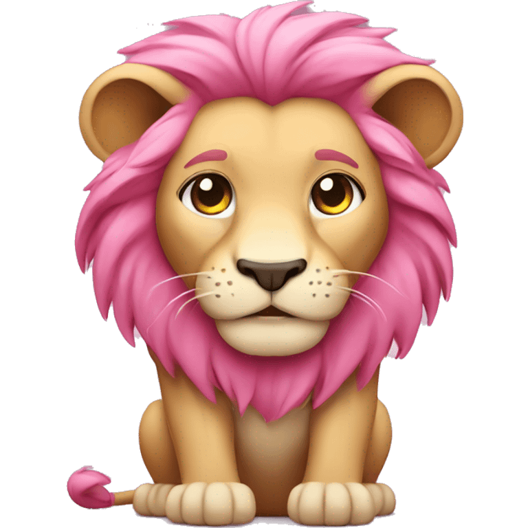 Pink Chibi Cartoon Lion emoji