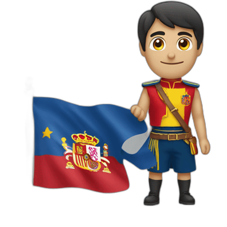 Milei con la bandera de españa emoji