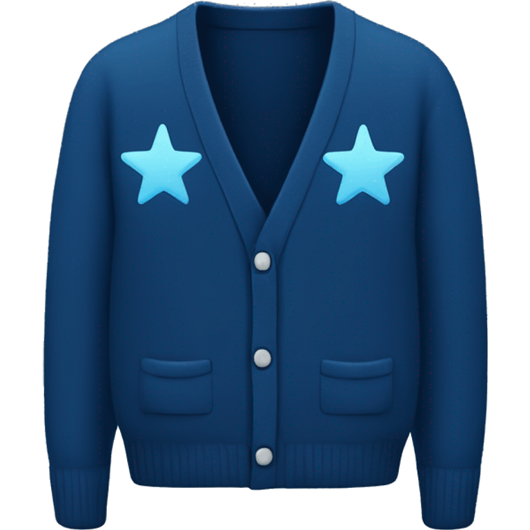 Navy blue cardigan with three light blue stars on both sleeves emoji