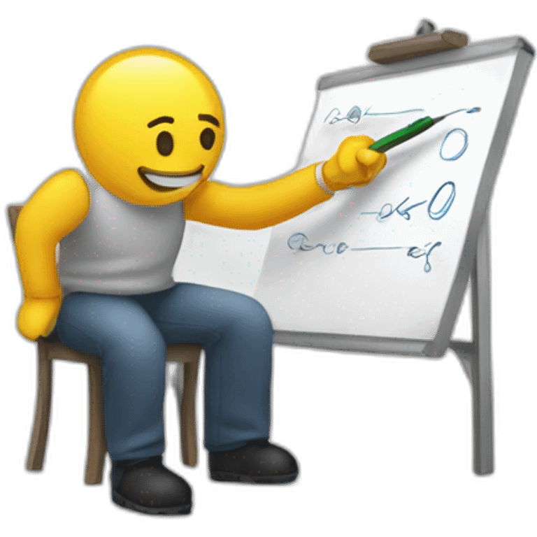 Man writing on a marker board emoji