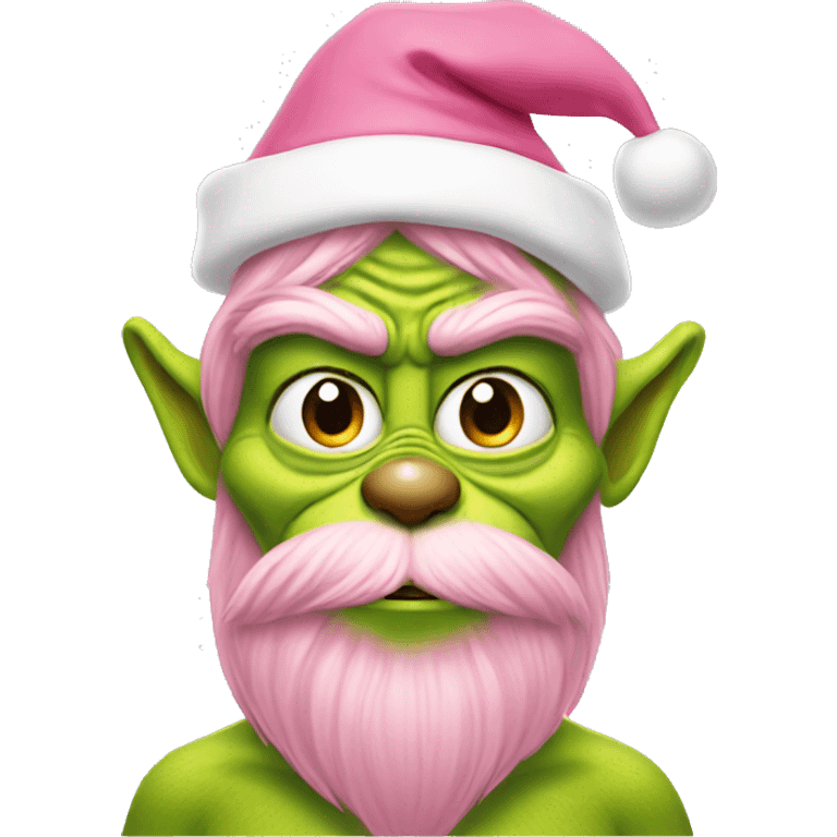 Grinch with a light pink santa hat emoji