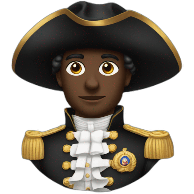 Dark skinned Napoleon wearing hat looking confident emoji