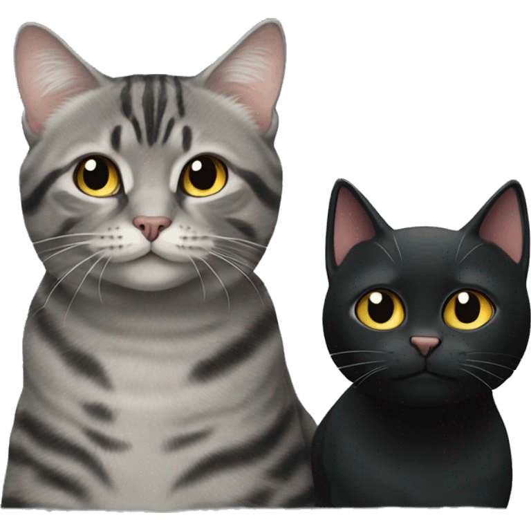 grey tabby cat and black cat emoji