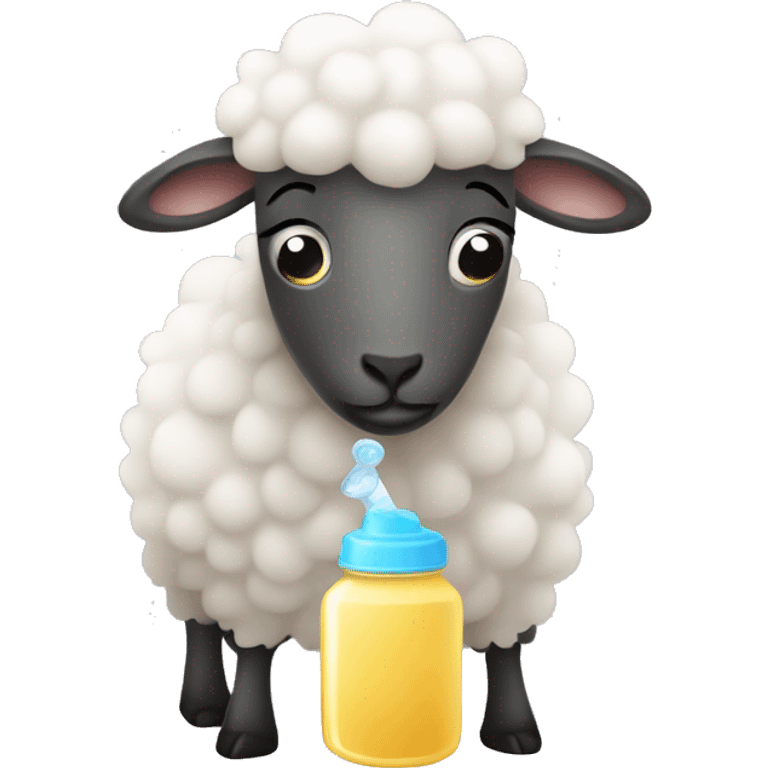 Sheep drinking a baby bottle emoji