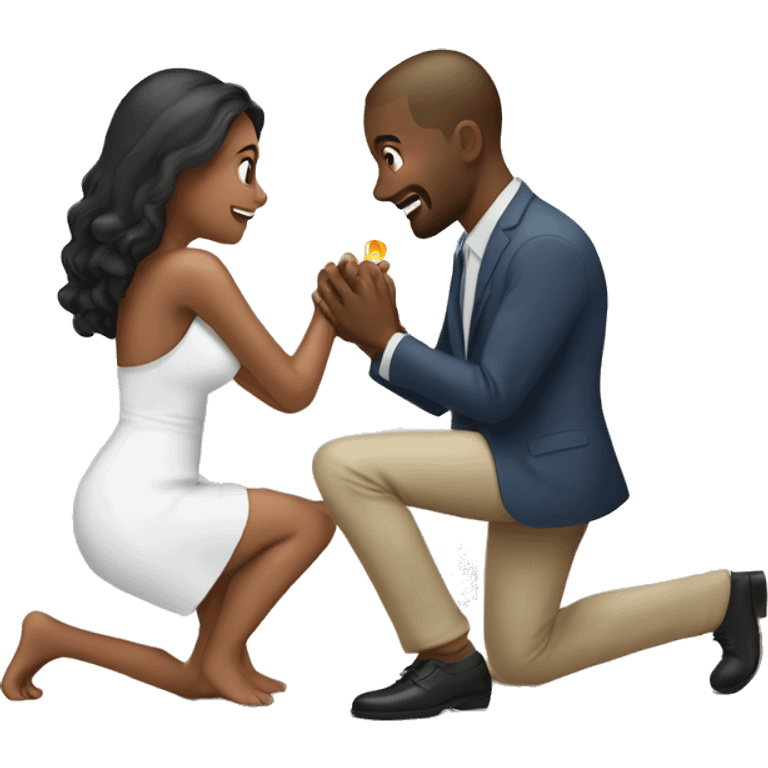 Man proposing on one knee with a ring to his girlfriend emoji