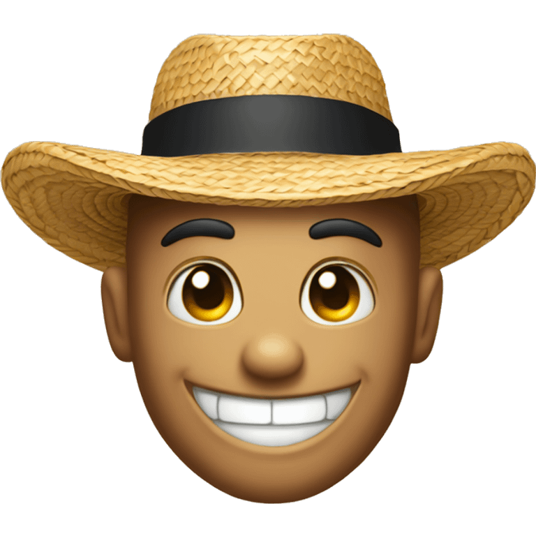 grin face in a straw boater hat emoji