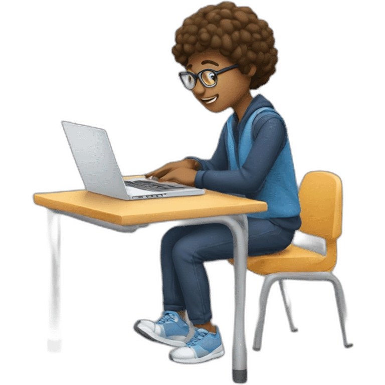 student with a laptop taking the one step in learning emoji