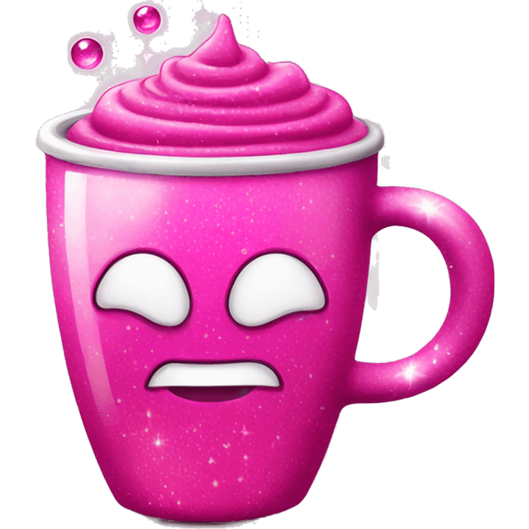 coffee cup with pink magic potion with bubbles and sparkles inside emoji