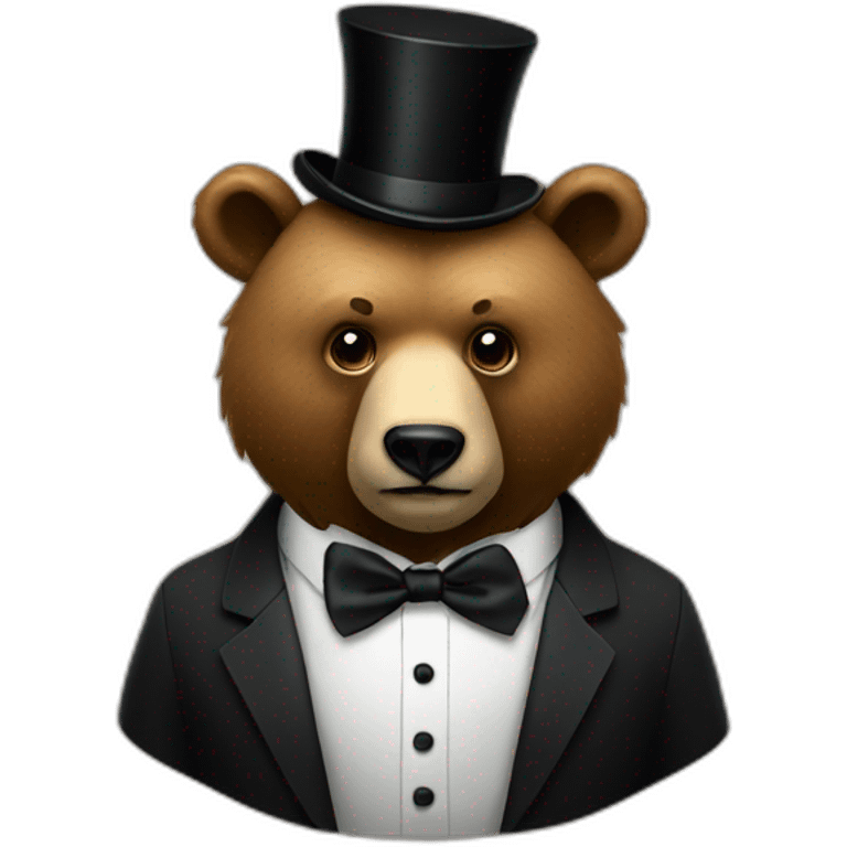 bear with tiny black top hat and black bow tie emoji