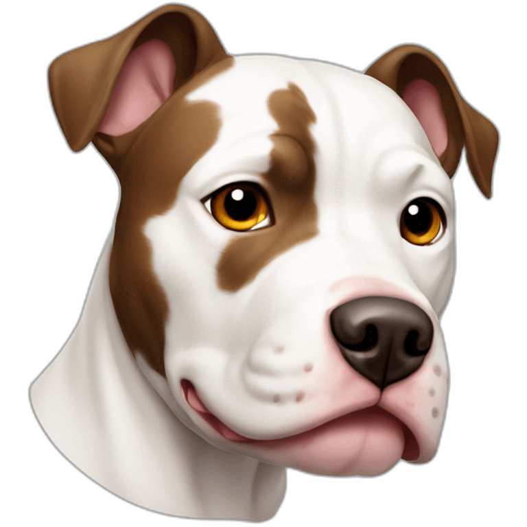 white pitbull dog with big brown spot in the face emoji