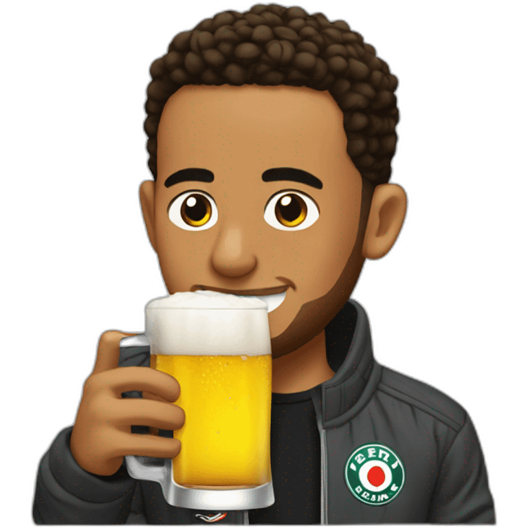 Lewis Hamilton drink beer emoji