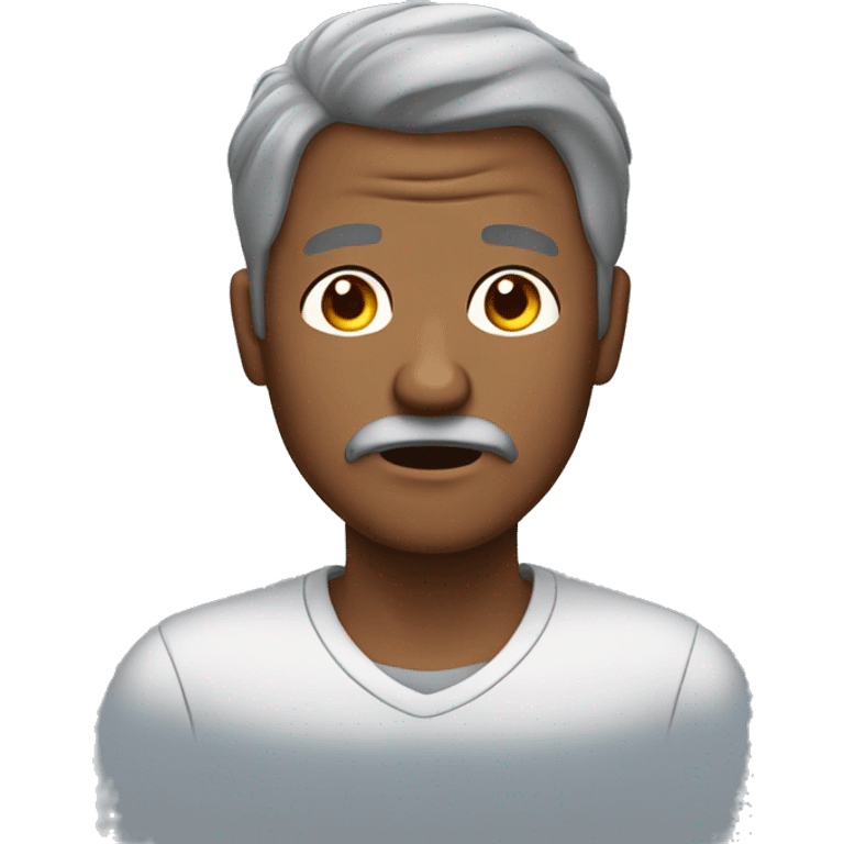 Brown skin man with gray hair, gray beard stressed emoji