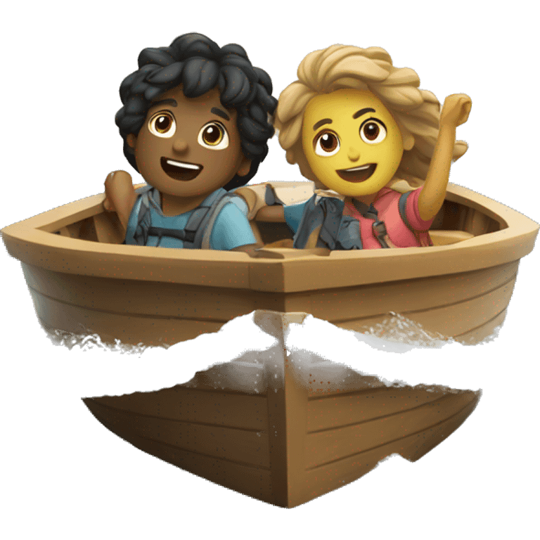 two friends escaping on boat emoji