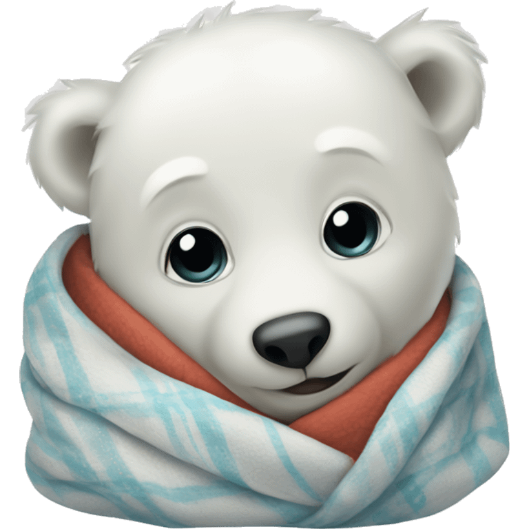 Baby polar bear wrapped in a blanket emoji