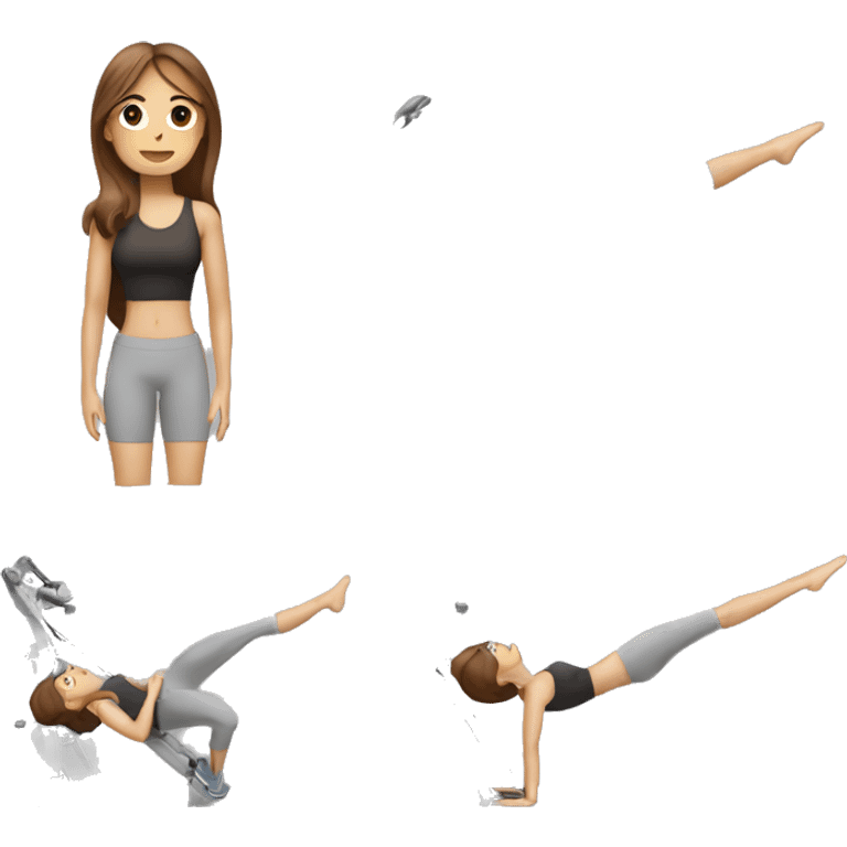 a woman with brown long hair making pilates exercises on a machine emoji