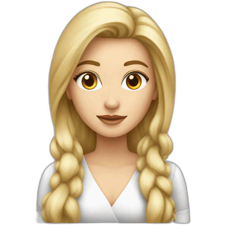 Mujer elegante, blanca, pelo largo rubio oscuro, ojos pardos,  con premio en la mano emoji