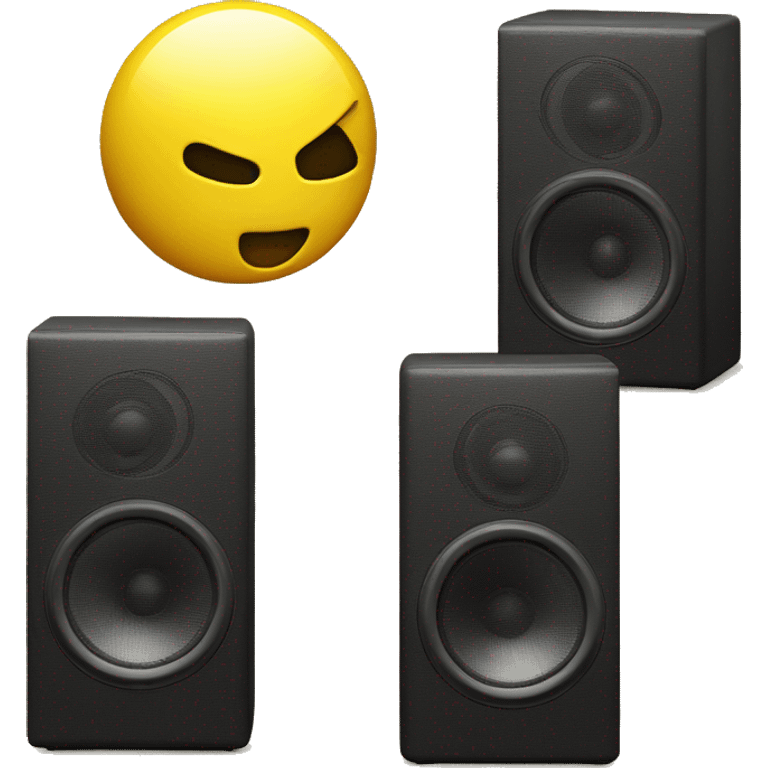 yellow emoji stealing a set of speakers emoji