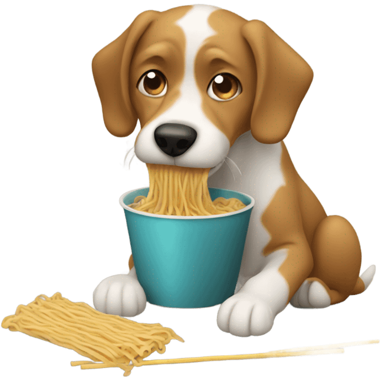 Dog eating noodles emoji